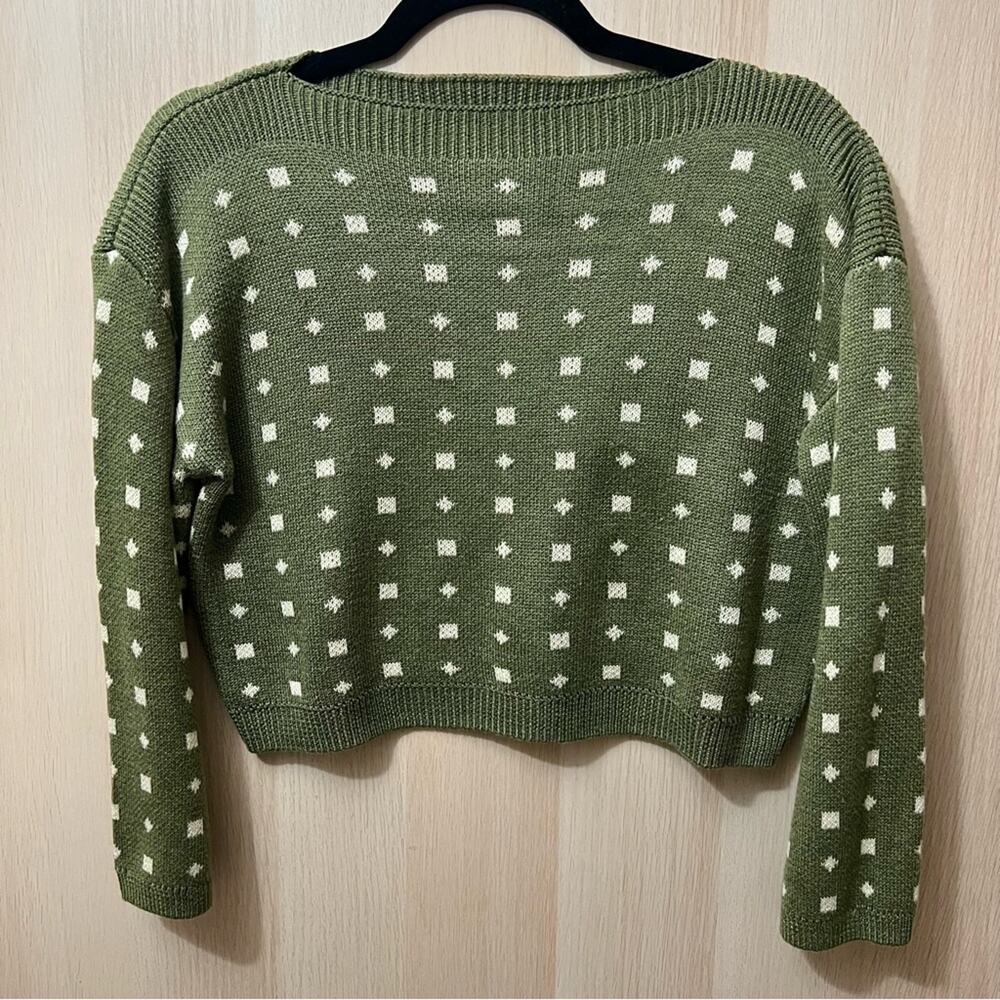 Callahan Knitwear Green Cropped Printed Sweater